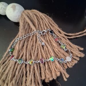 Vintage Abalone 925 Sterling Silver Heart Bracelet